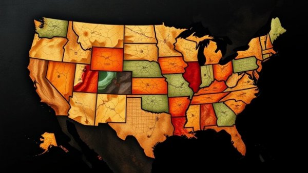 Illustrated map of the USA for Survivor 50 Challenge.