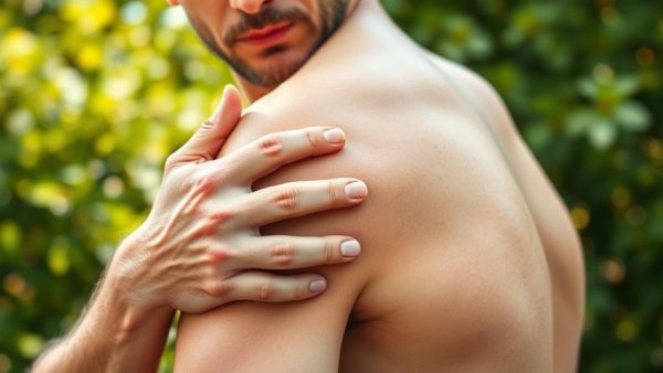 Man holding shoulder indicating overuse injuries warning signs.