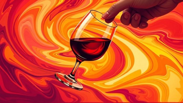Abstract art of hand refusing wine highlights benefits of Dry January.