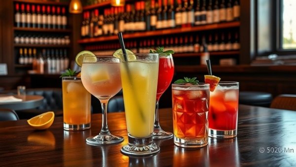 Raleigh wine cocktails in an upscale bar setting