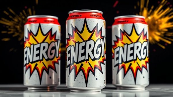 Comic-style POW! Energy Drink cans with Cognizin branding.
