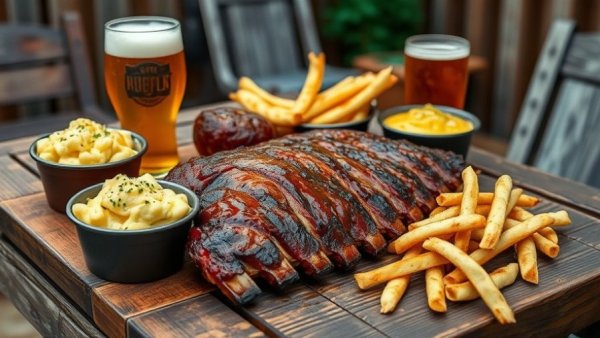 Backyard beer culture with gourmet barbecue and craft beer.