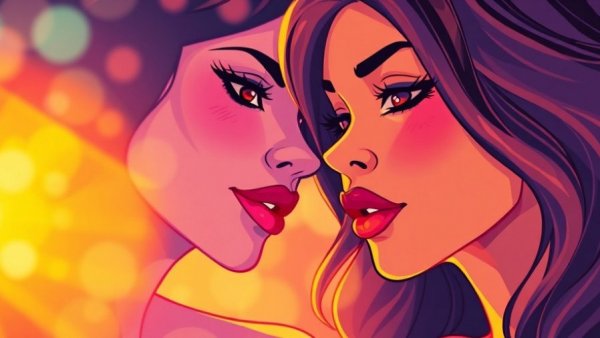 Transform gossip into growth concept with two women whispering in vibrant colors.