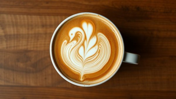 Swan latte art in a coffee cup at Pine State Coffee.