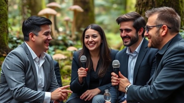 Business professionals discussing functional mushrooms for sports recovery