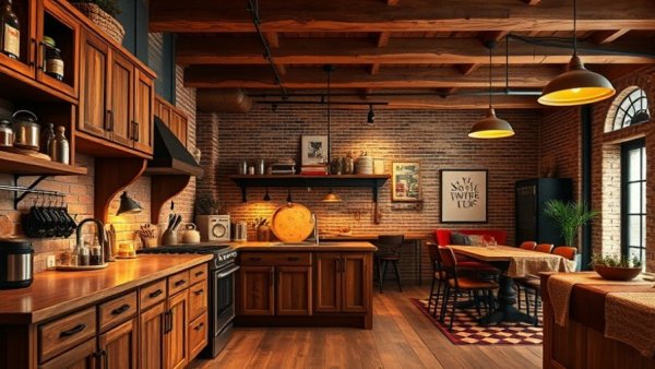 Cozy, rustic kitchen and lounge enhancing innovative local dining experience.