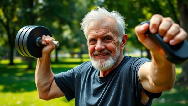 DL185 for Sarcopenia and Anti-Aging: Older man exercising outdoors