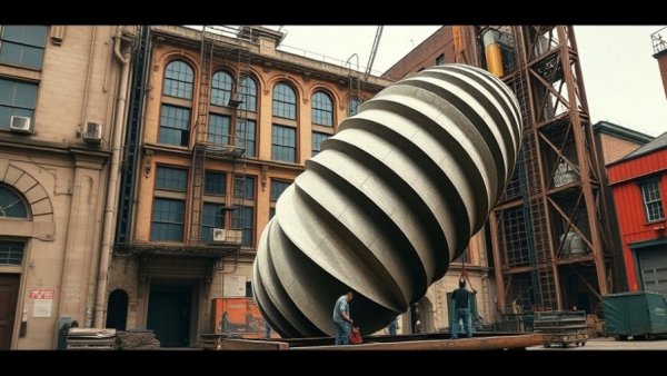 Artspace Raleigh creative hub construction scene with large sculpture