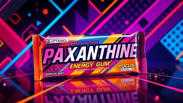 Paraxanthine energy boost gum packaging with bold branding.