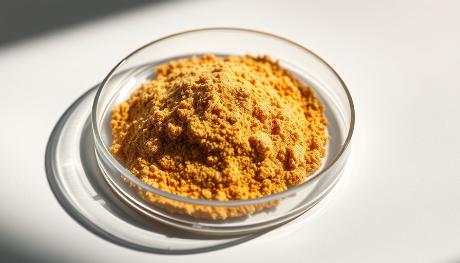 Golden Solein protein powder on petri dish under soft lighting.