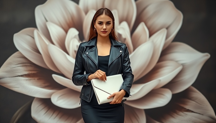 Elegant woman confidently posing in stylish attire, innovative dining.