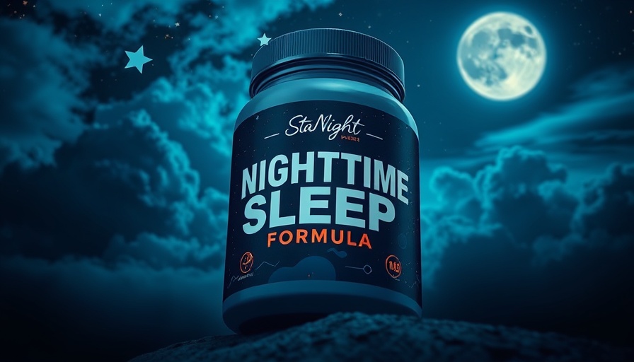 Sleep Protein package amid starry night sky highlighting its benefits.