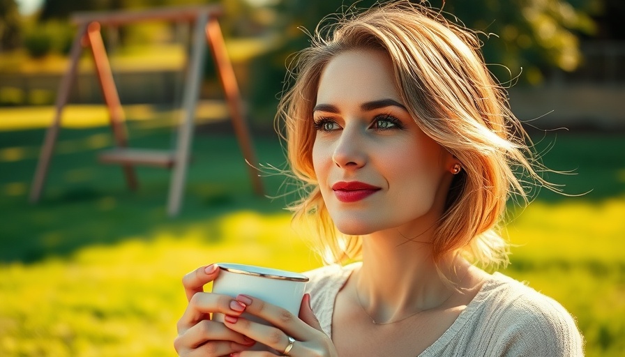 Calm woman enjoying sunshine with coffee, small acts to shift out of survival mode.