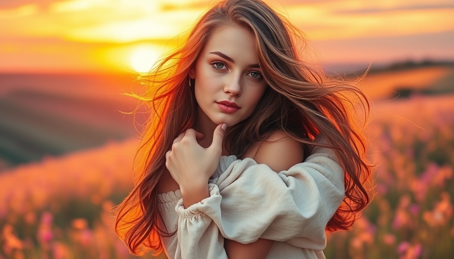 Pastel painting of a woman practicing self-love in a scenic meadow.