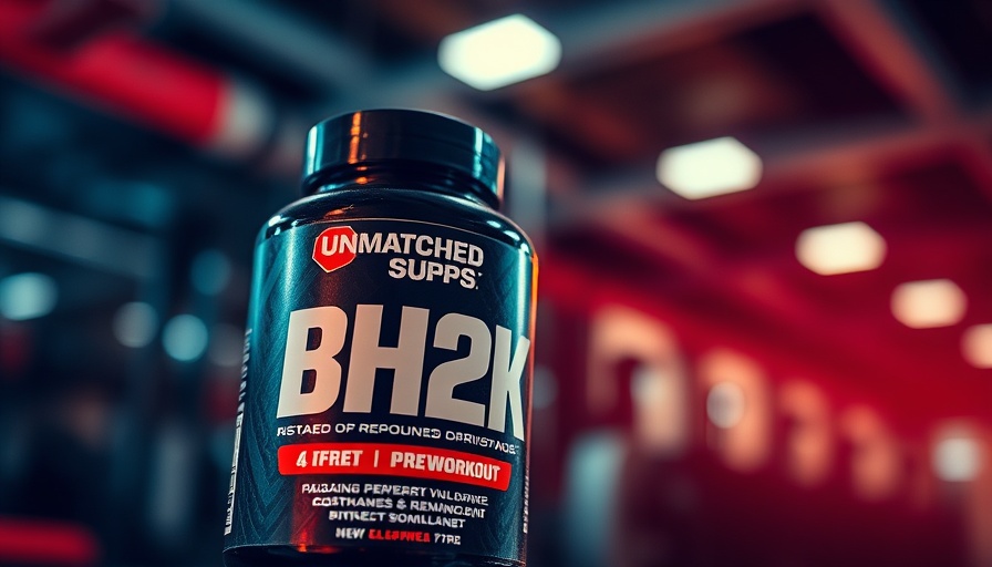 Unmatched Supps BH2K pre-workout bottle in gym setting