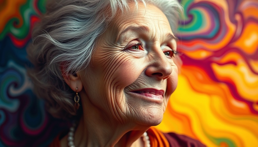 Symbolic art of an older woman with rainbow colors, Coming Out at 50.