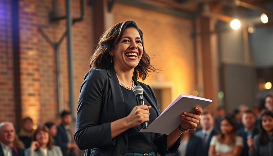 Mixologist of the Year award winner on stage in industrial venue.