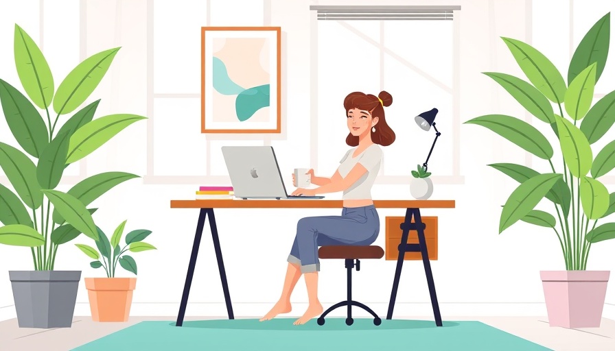 Colorful illustration of guided meditation at your desk with a calm atmosphere.