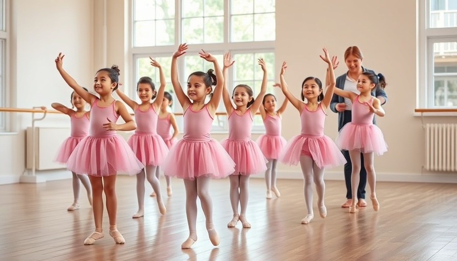Children enjoying free ballet classes in a bright studio.