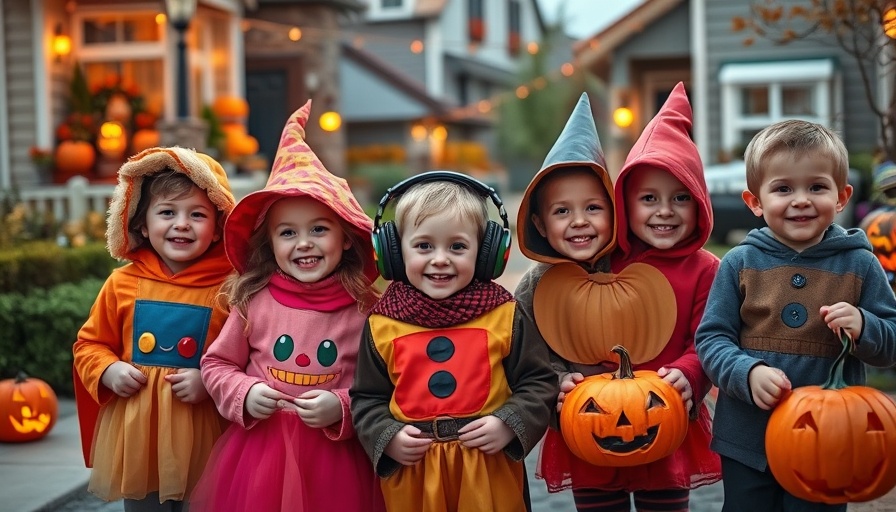 Children celebrate an inclusive Halloween with autism awareness.