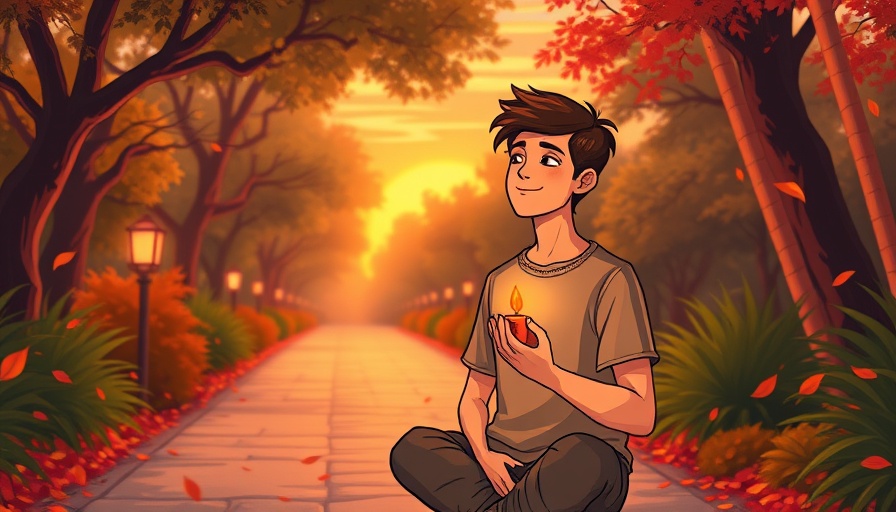 Cartoon of young man with candle, making peace with uncertainty.