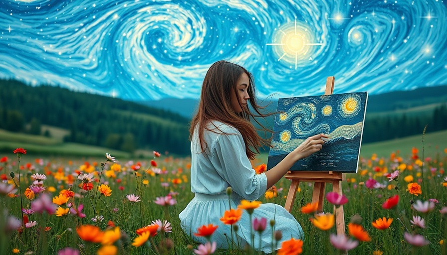 Therapeutic Art for Burnout: Woman painting in tranquil meadow