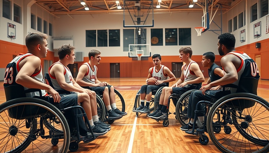 Resilient children in wheelchairs receiving a basketball strategy lesson.