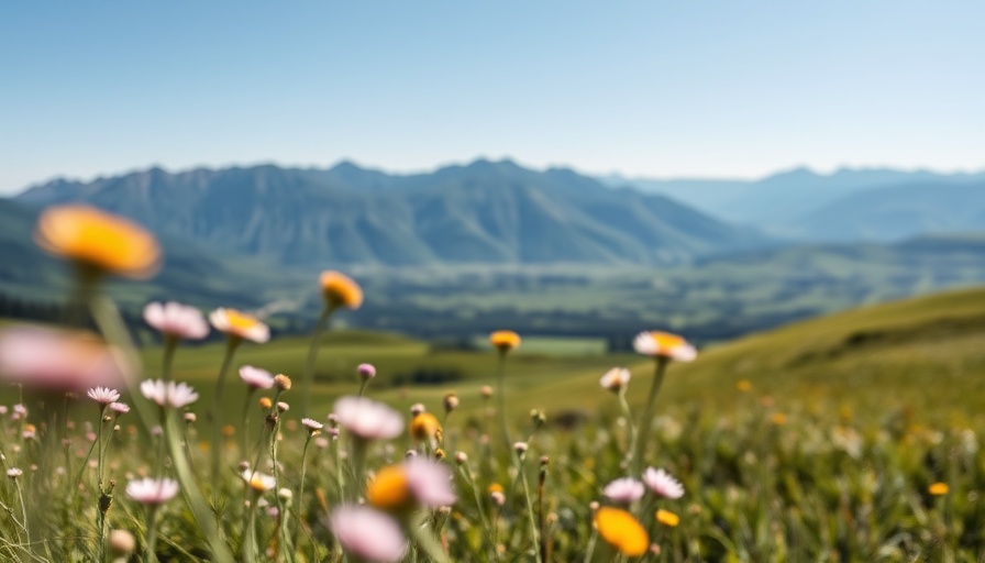 Scenic view of mountains and wildflowers for a balanced lifestyle.