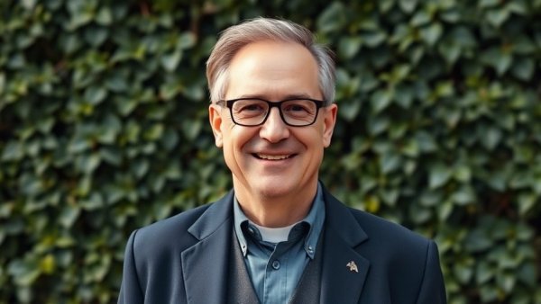 Deputy Lieutenant Co Tyrone in clerical attire, standing outdoors with ivy background