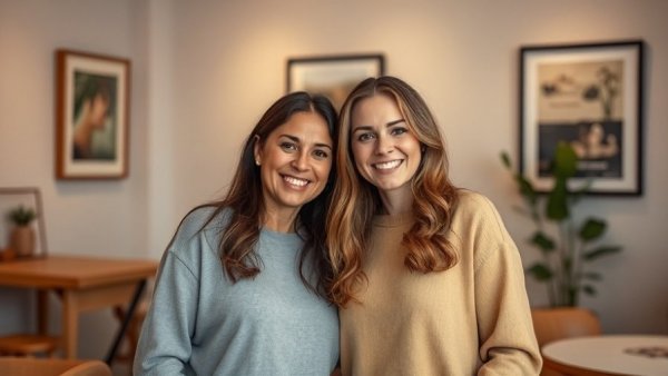 Community coffee morning for Women's Aid event, two women smiling indoors.