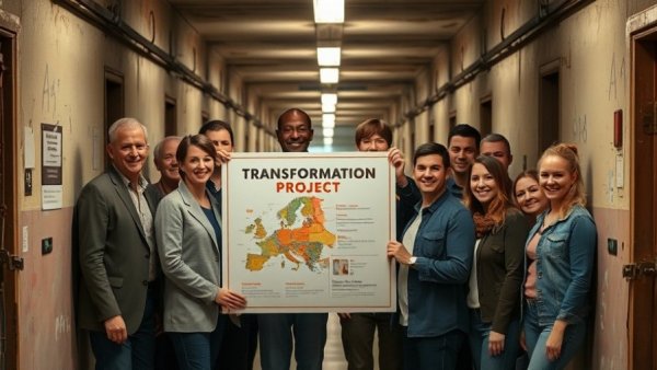 Armagh Gaol future transformation group in historic corridor.