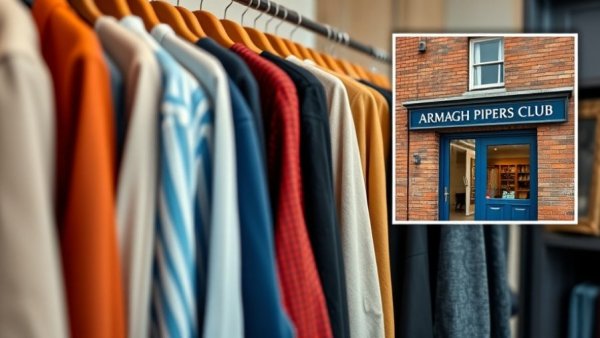 Fashion rack and Armagh Pipers Club storefront, incredABLE new tenants