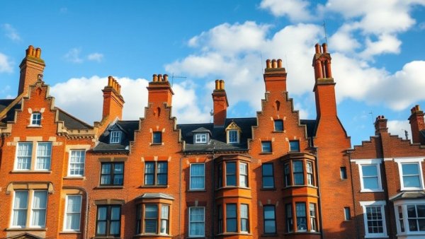 Historic apartment buildings under blue sky, Houses of Multiple Occupation.