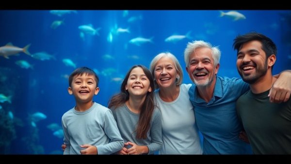 Family at aquarium with child highlighting Eliseo cerebral palsy diagnosis.