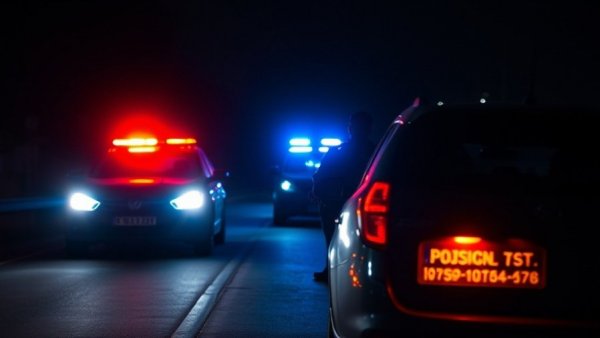 Police car at night with flashing lights during vehicle theft investigation in Mullaghbawn.