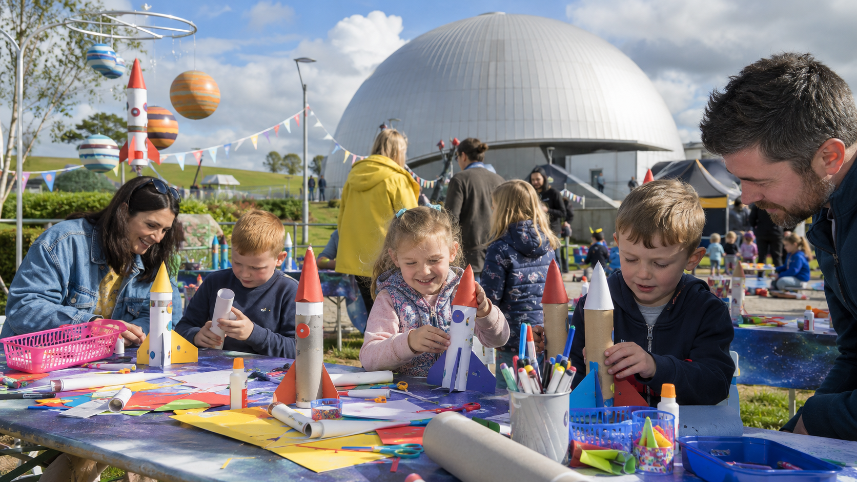 Illustrative image of a family day event at a planetarium