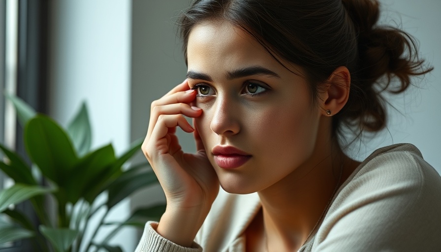 Somber young woman experiencing distress indoors, South Africa mental health crisis.