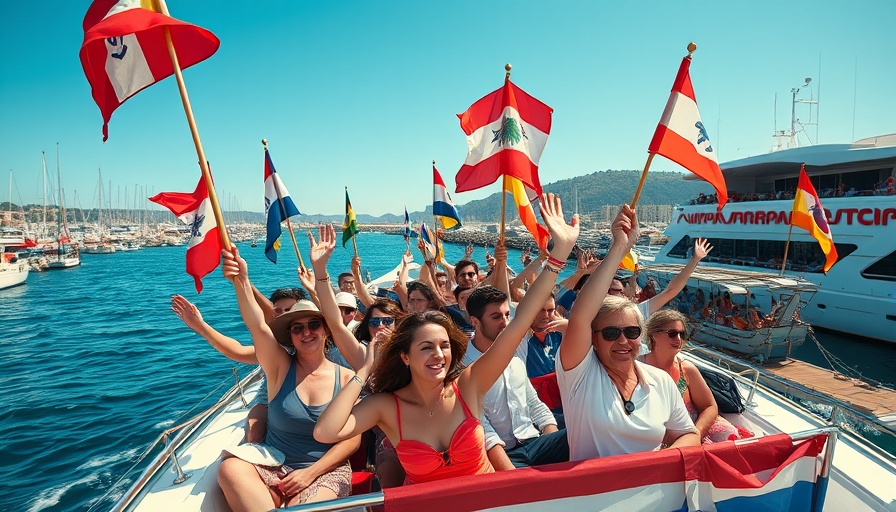 Vibrant parade with flags on a boat, capturing celebration and unity.
