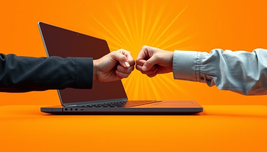 Hands fist bumping from a laptop screen, symbolizing collaboration in marketing automation workflows migration.