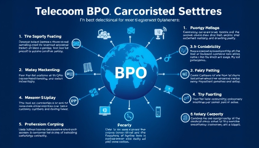 Graphic on Telecom BPO Services for customer management.