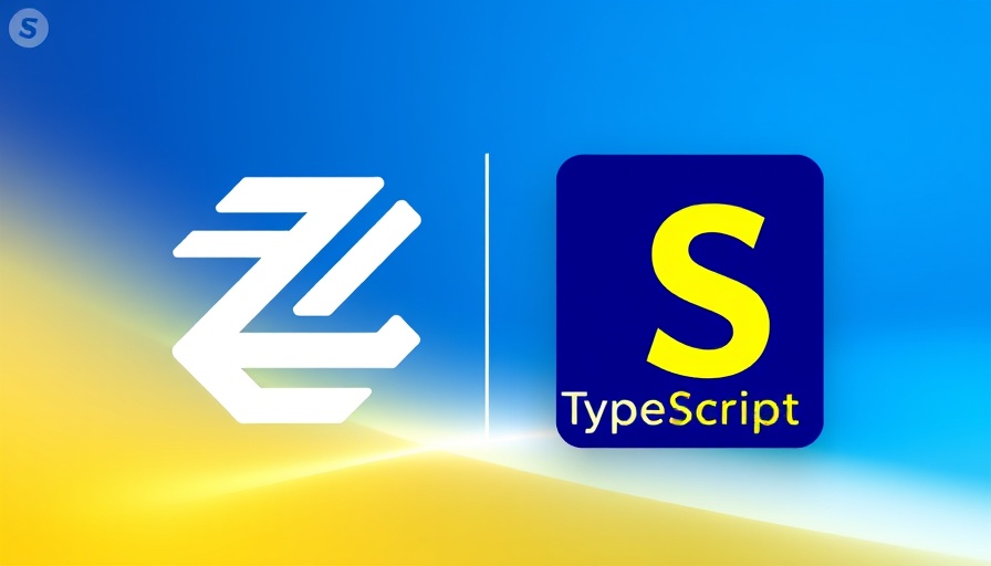 TypeScript vs Zod validation logos on blue-yellow gradient