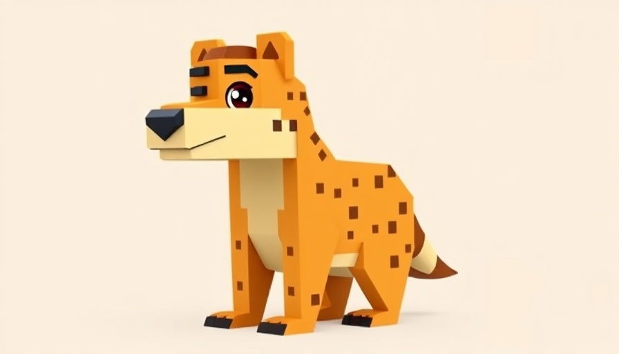 3D pixel art hyrax for garden pet simulation game.