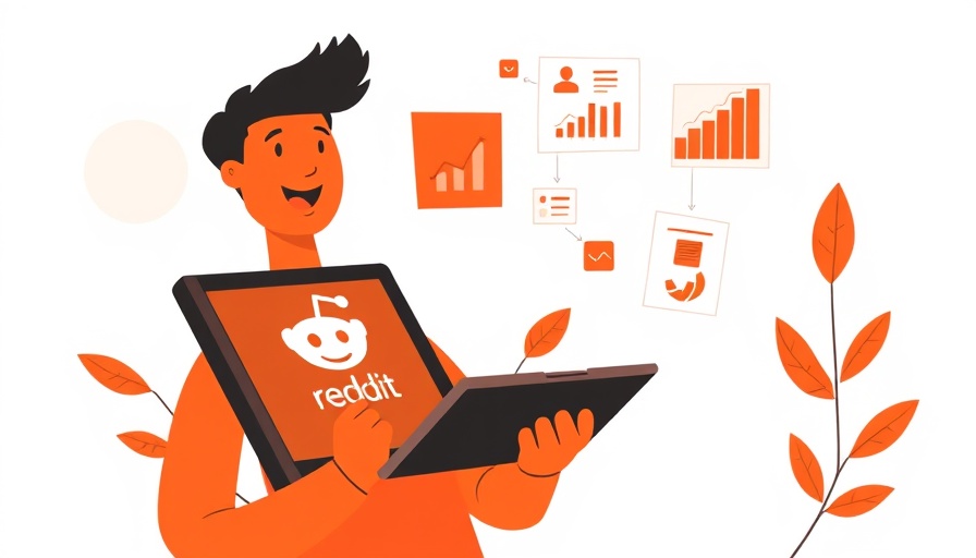 Illustration of Reddit marketing strategies with charts and graphs.