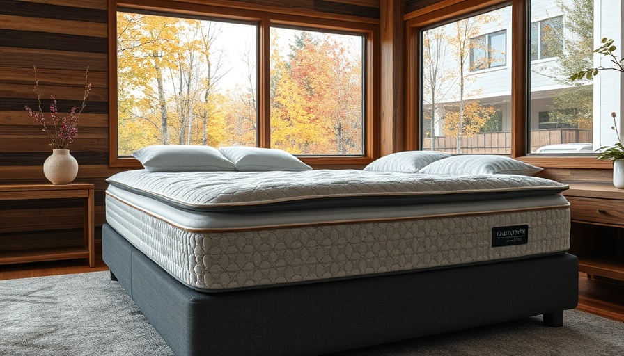 Plush, eco-friendly queen mattress in a cozy bedroom with autumn view.
