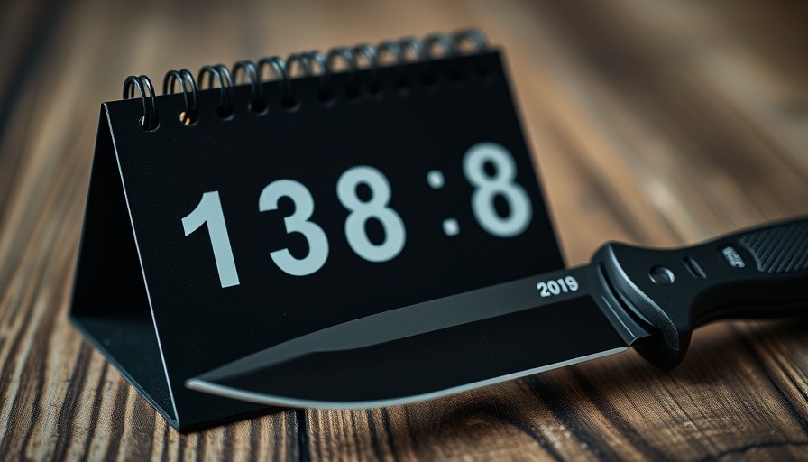Black calendar and knife on wood surface referencing post exertional malaise.