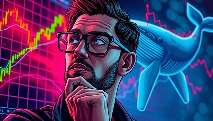 Crypto market manipulation represented by a man and whale with charts.