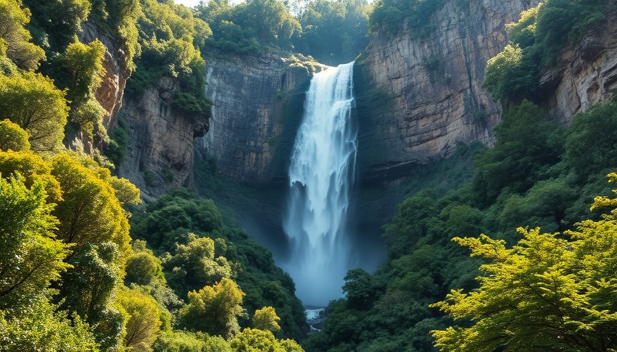 Scenic waterfall in lush South African hiking trail landscape.