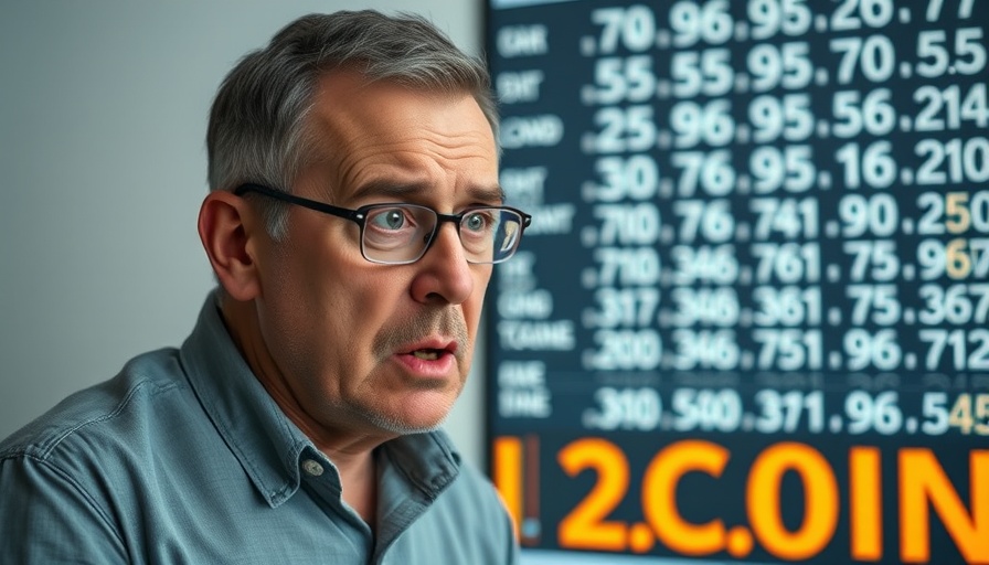 Crypto market liquidation history reflected in worried man's expression.