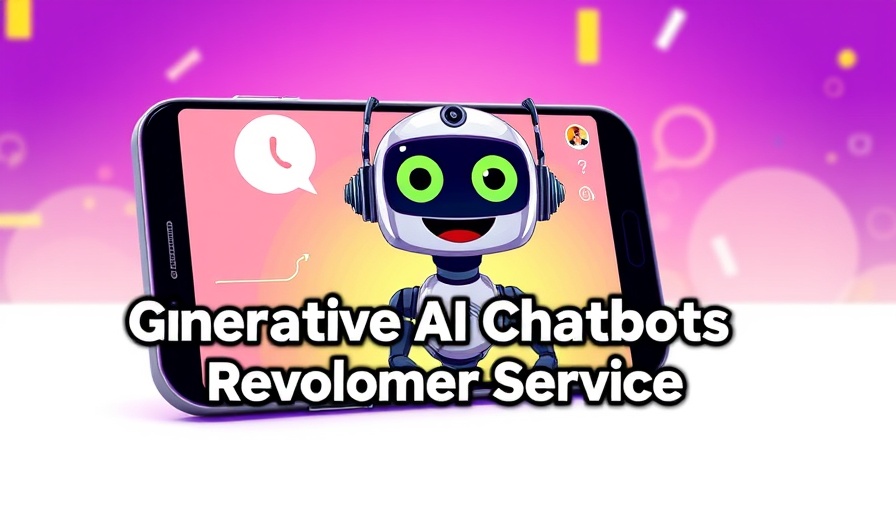 Generative AI chatbots for customer service with friendly robot illustration.