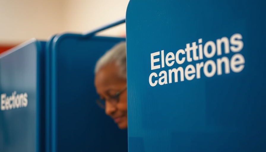 Cameroon votes: Woman at Elecam booth casting vote in serene environment.